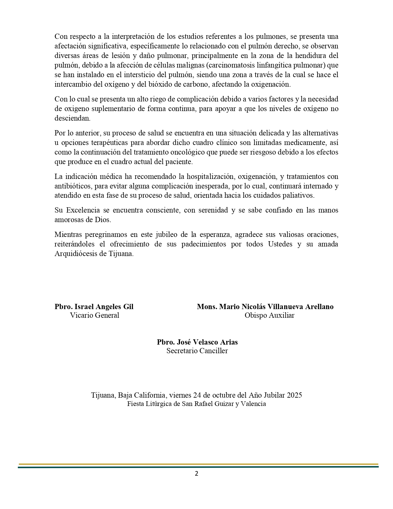 Nota Informativa Salud Sr Arzobispo Francisco 24 octubre de 2025 page 0002