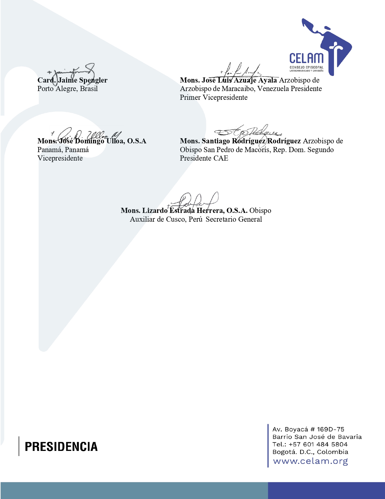 CELAM Mensaje a la Iglesia y al pueblo que peregrinan en Venezuela page 0002