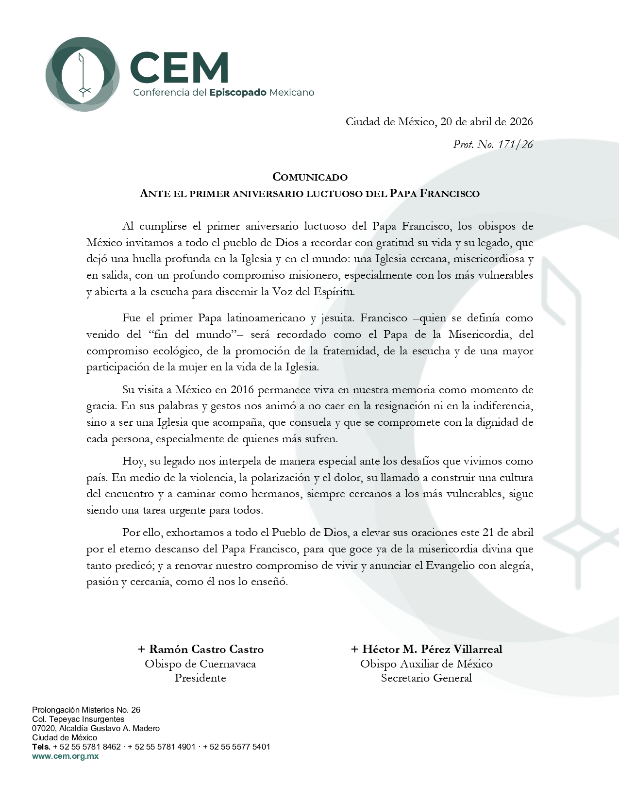 Comunicado Aniversario luctuoso Papa Francisco vers final page 0001