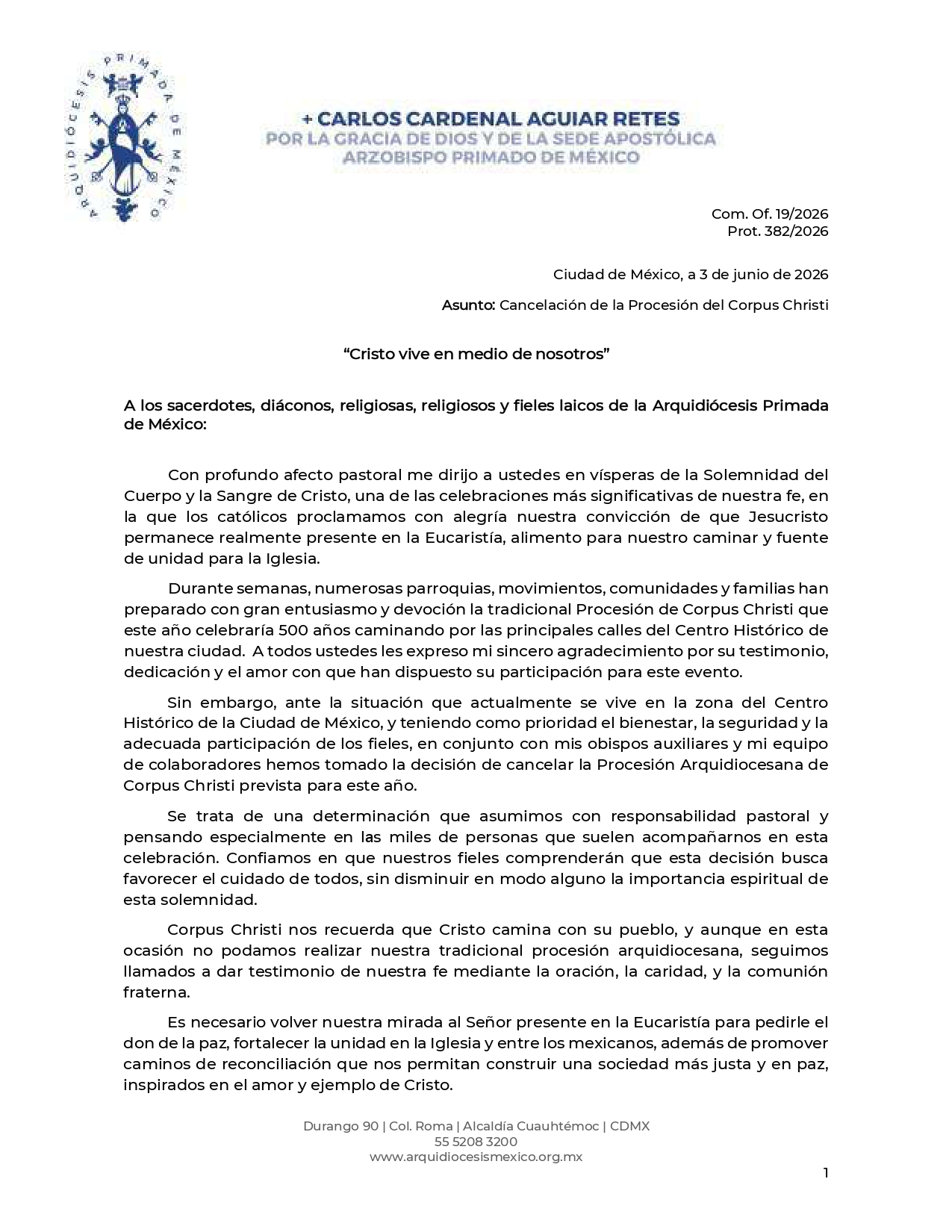 Com.Of.19 2026 Cancelación de la Procesión del Corpus sf compressed page 0001