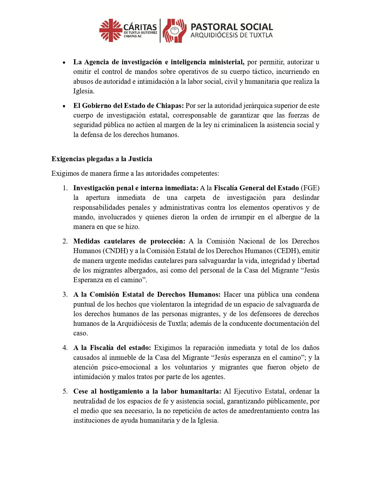 Comunicado Allanamiento de la Casa del Migrante JEC 2 page 0002