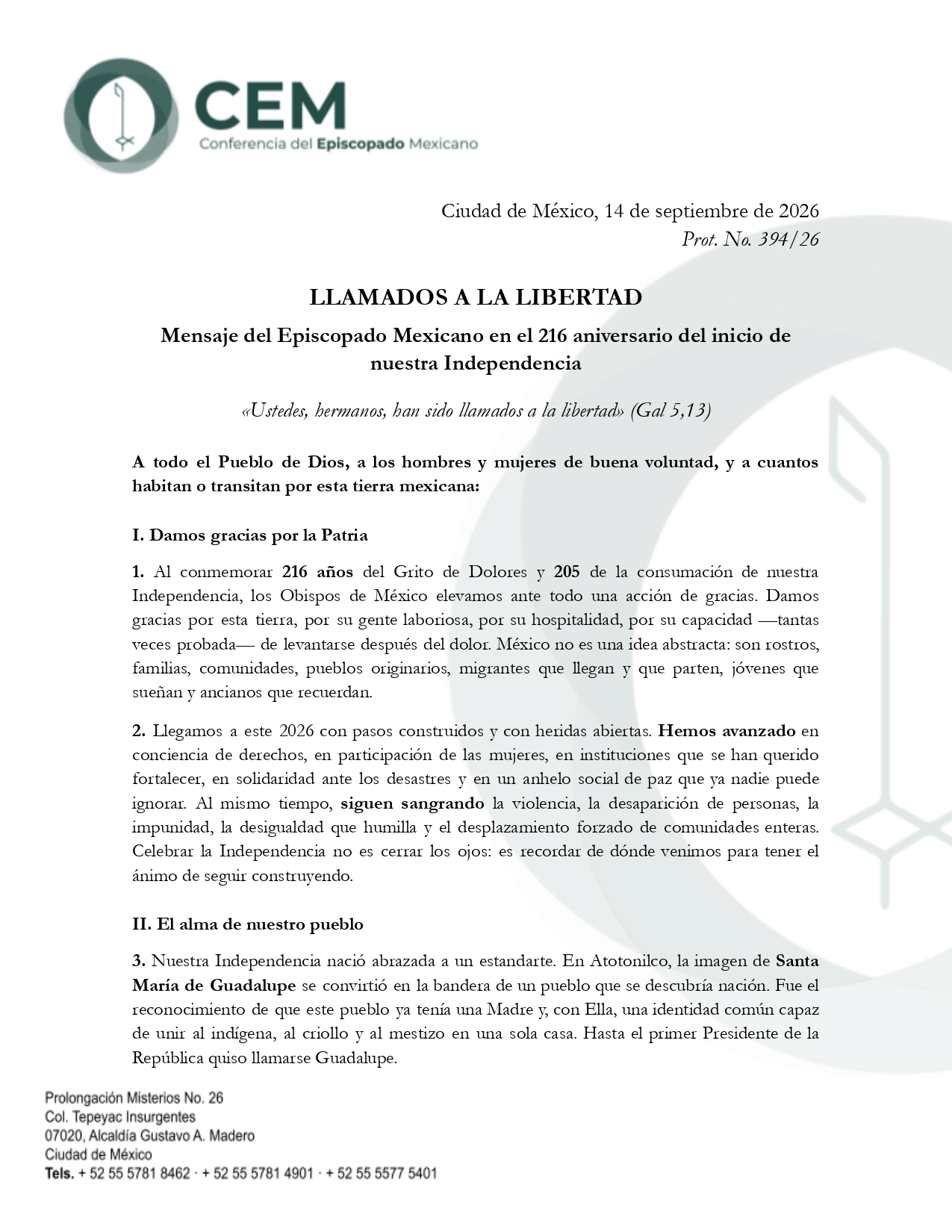 Mensaje Septiembre Llamados a la libertad page 0001