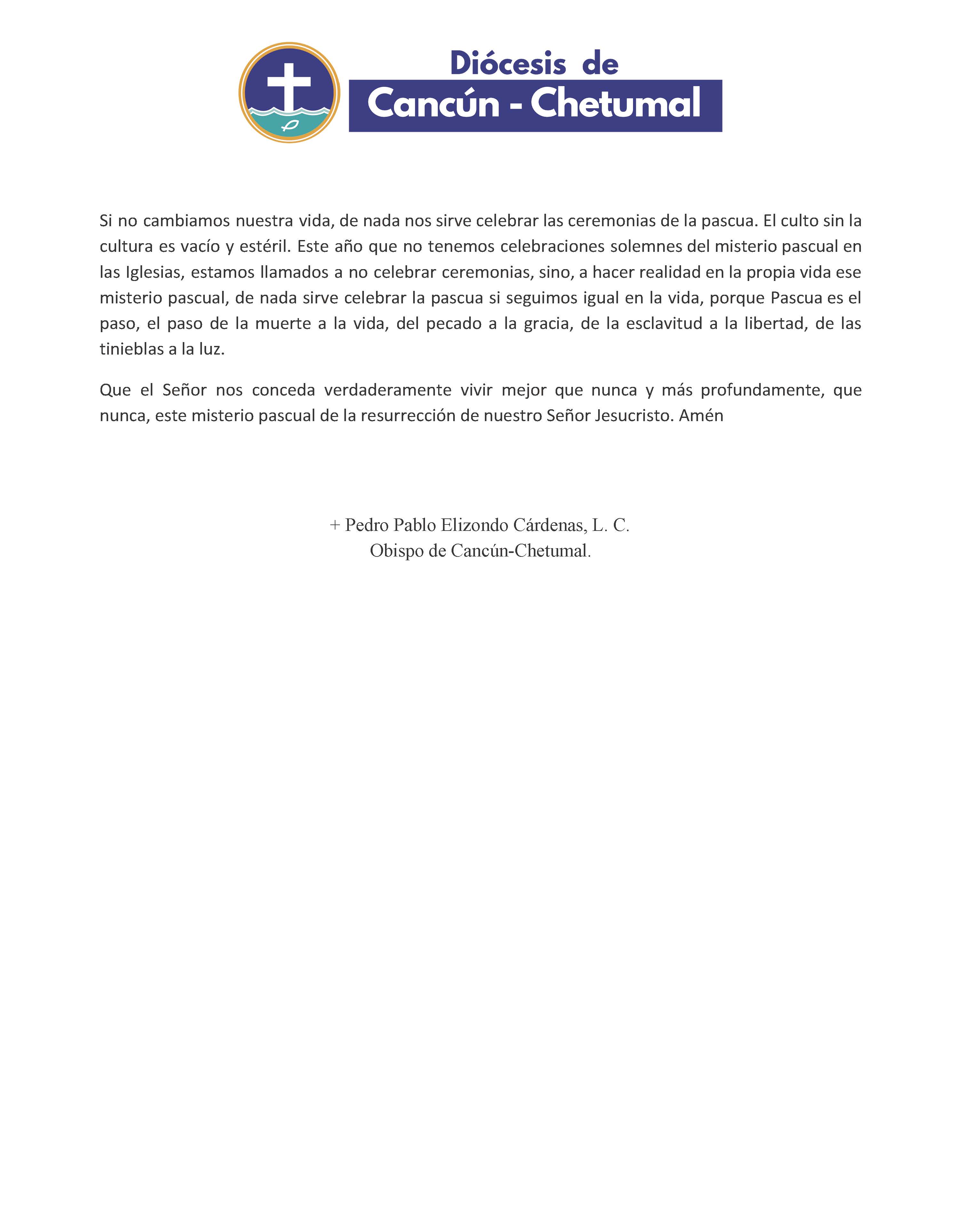 200419 Diocesis Cancun Chetumal Comunicado Página 2