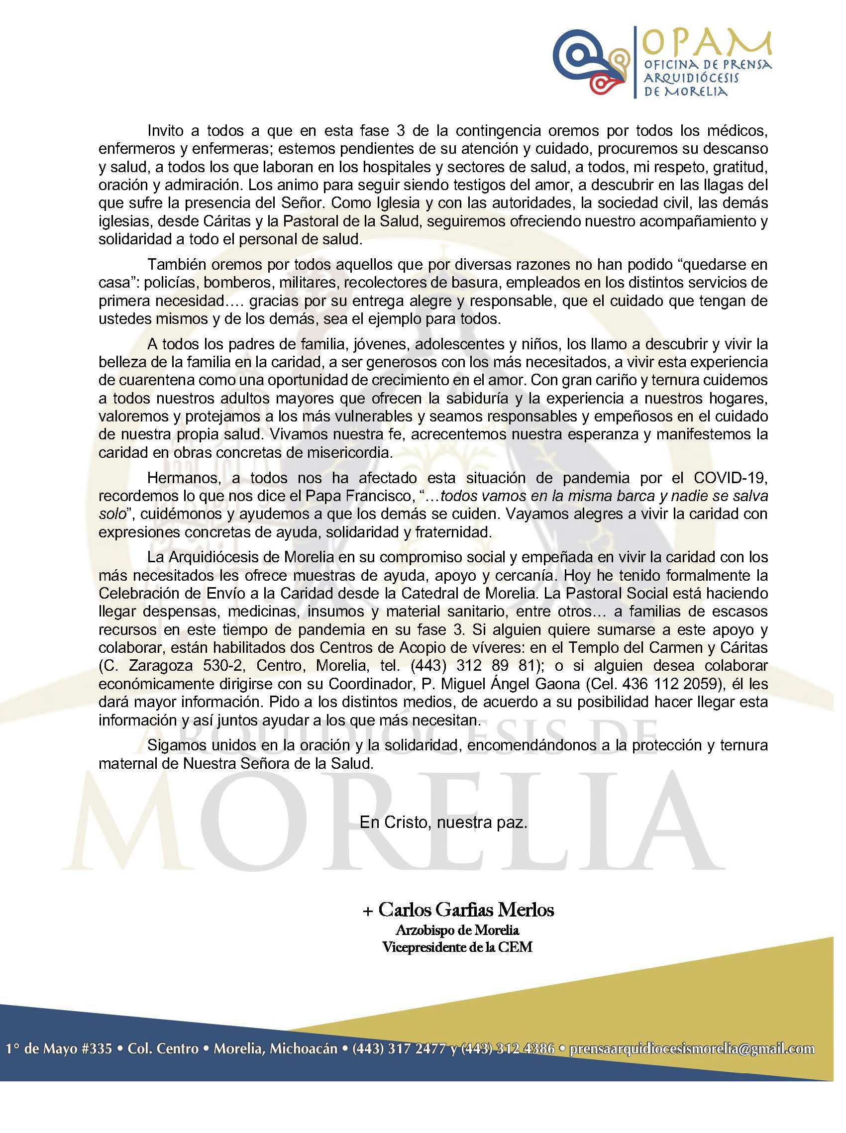 200503 Arquidiocesis de Morelia COMUNICADO 17 20 Página 2